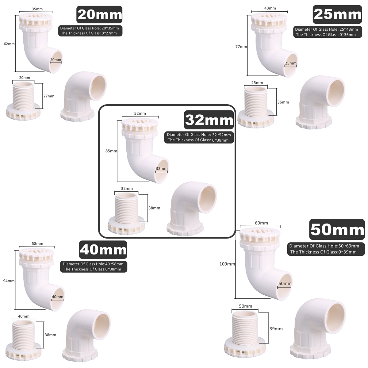 Juntas de tubería de PVC de 20 - Marine Aquarium Overflow reseña y precio